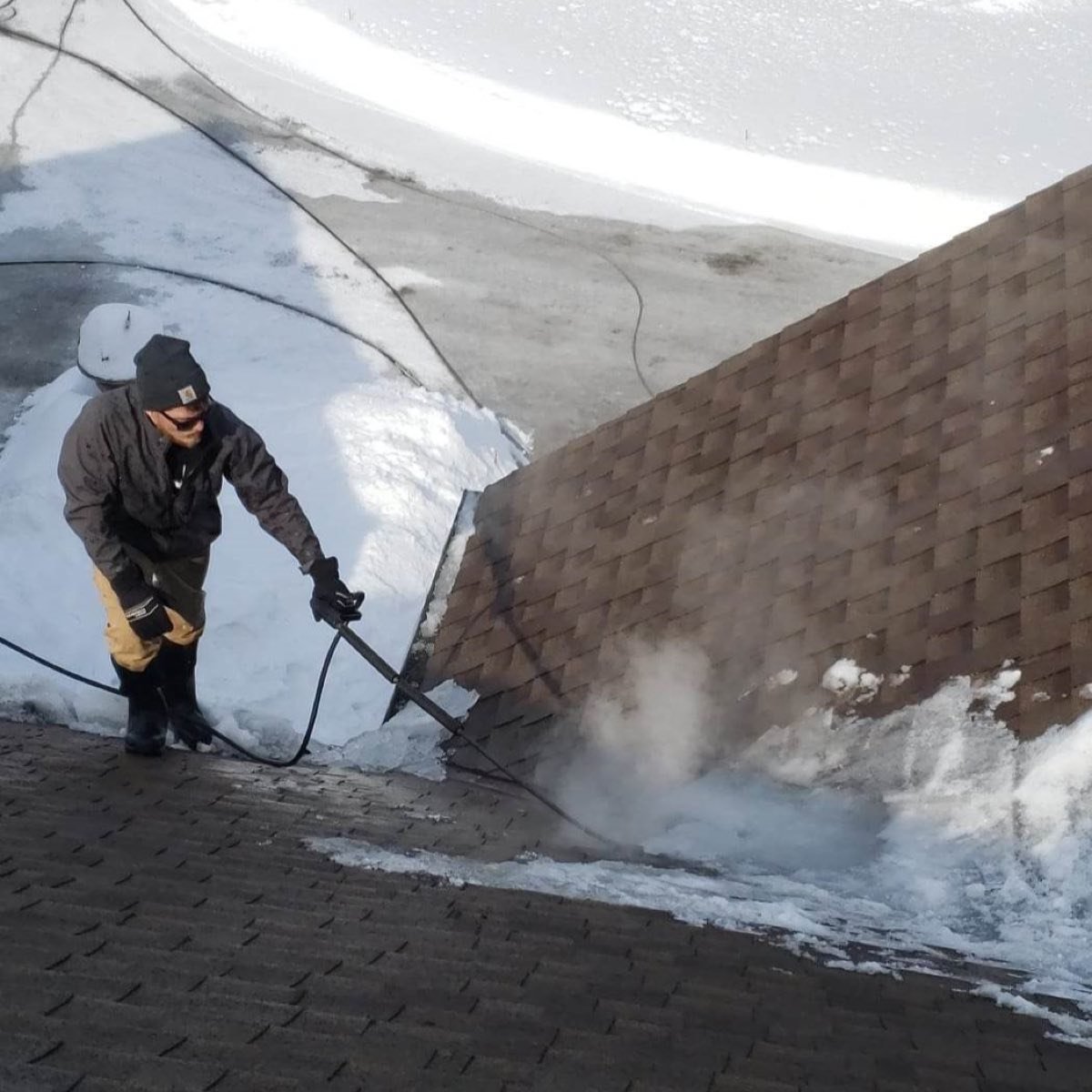 Steam ice-dam removal in Iowa