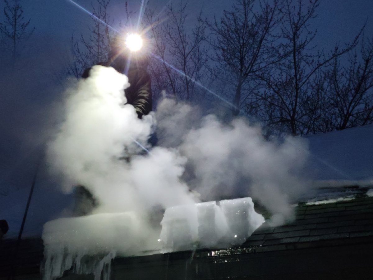 Steam equipment in use